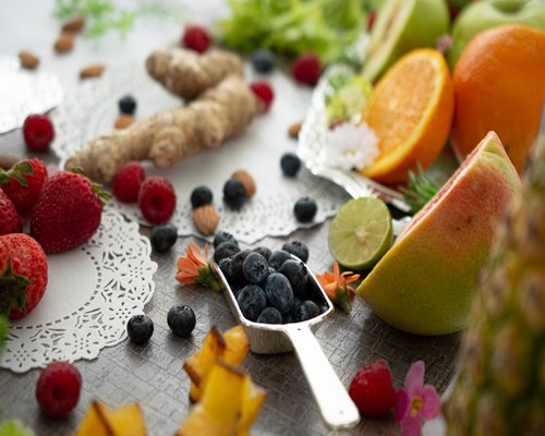 balanced healthy meal dynamic composition with fresh ingredients